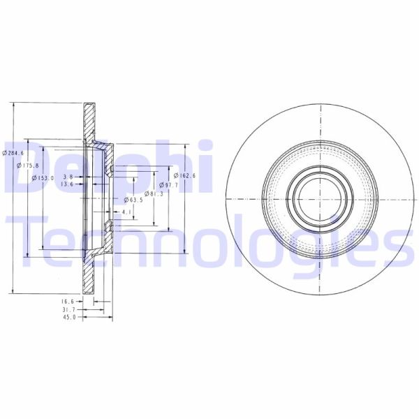 Volkswagen Transporter 1990-2004 Arası 2.4 D Syncro, 2.5 Syncro, 2.4 D, 2.5, 1.9 TD, 2.0, 2.5 TDI, 2.5 TDI Syncro Delphi Marka Arka Fren Diski