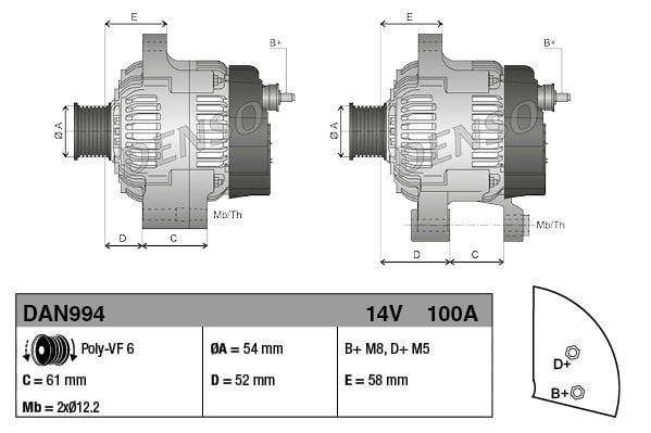 Alfa Romeo Brera 2006-2011 Arası 2.0 JTDM Denso Marka Alternatör