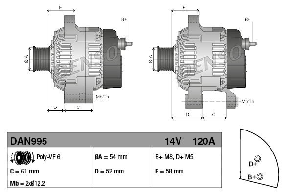 Alfa Romeo Brera 2006-2011 Arası 2.0 JTDM Denso Marka Alternatör