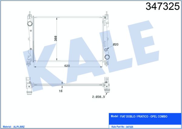 Doblo IV 2.0 Su Radyatörü Kale KAL-347325