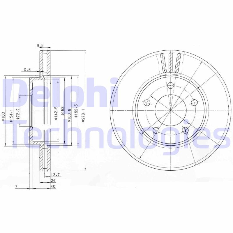 Ford Maverick 2001-2005 Arası 3.0 V6 24V, 2.0 16V, 3.0 V6 24V FWD, 2.0 16V FWD Delphi Marka Ön Fren Diski