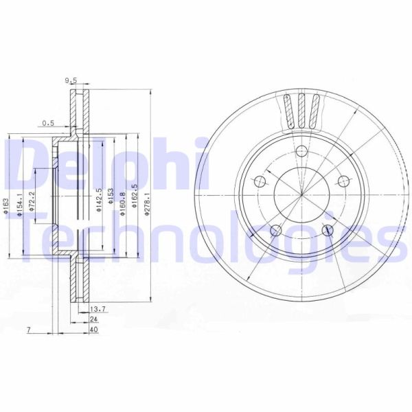 Ford Maverick 2001-2005 Arası 3.0 V6 24V, 2.0 16V, 3.0 V6 24V FWD, 2.0 16V FWD Delphi Marka Ön Fren Diski