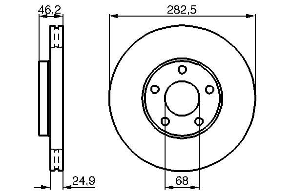 Volkswagen Passat 1996-2001 Arası 1.6, 1.9 TDI, 2.8 V6 Syncro/4motion, 1.8 T, 2.3 VR5, 1.8 Bosch Marka Ön Fren Diski