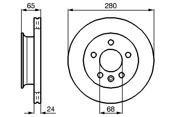 Volkswagen Transporter 1990-2004 Arası 2.4 D Syncro, 2.5 Syncro, 1.9 TD, 2.5, 1.9 D, 1.8, 2.4 D, 2.0 Bosch Marka Ön Havalı Fren Diski