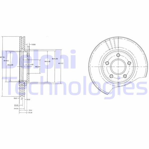 Ford Tourneo Connect 2002-2013 Arası 1.8 TDCi /TDDi /DI, 1.8 16V, 1.8 TDCi Delphi Marka Ön Fren Diski