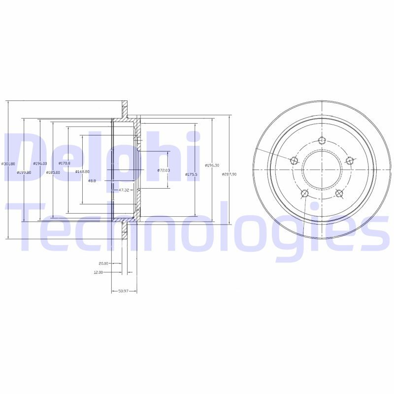 Ford Maverick 2001-2005 Arası 2.3 16V, 2.0 16V FWD, 3.0 V6 24V, 3.0 V6 24V FWD, 2.0 16V Delphi Marka Arka Fren Diski