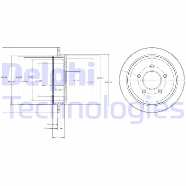 Ford Maverick 2001-2005 Arası 2.3 16V, 2.0 16V FWD, 3.0 V6 24V, 3.0 V6 24V FWD, 2.0 16V Delphi Marka Arka Fren Diski