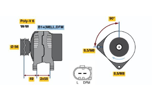 Volkswagen Caddy 1995-2004 Arası 1.9 SDI Bosch Marka Alternatör