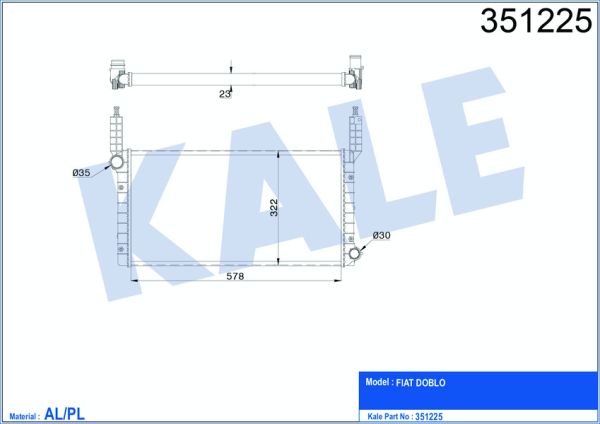 Doblo 1.4 Su Radyatörü Kale KAL-351225