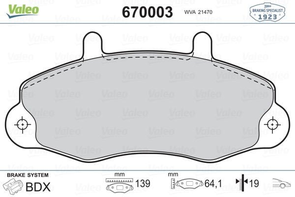 Ford Transit 1985-2000 Arası 2.5 D, 2.5 TD, 2.5 TDI, 2.5 DI Valeo Marka Ön Balata