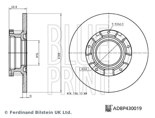 Ford Transit Custom 2012-2016 Arası 2.2 TDCi Blueprint Marka Arka Fren Diski