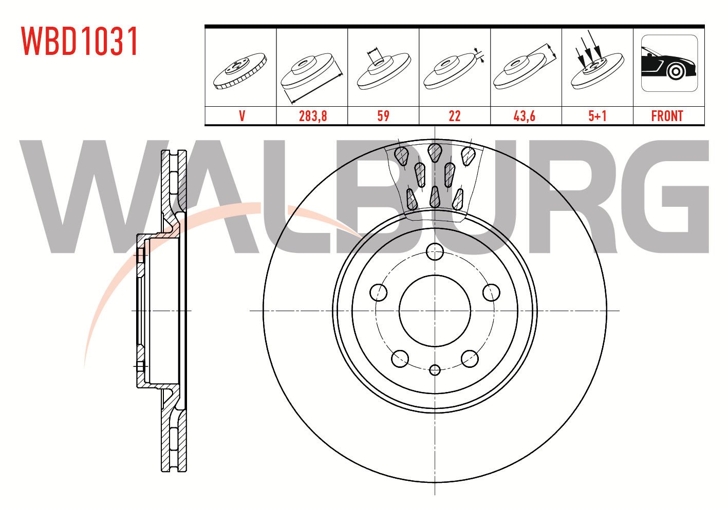 Egea 1.4 T-Jet On Fren Disk Takımı Walburg WBD1031