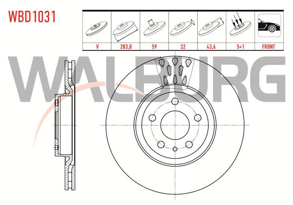 Egea 1.4 T-Jet On Fren Disk Takımı Walburg WBD1031
