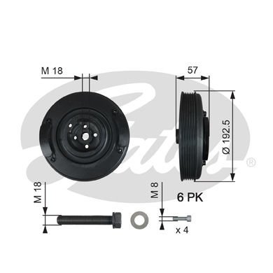 Volkswagen Transporter 1990-2004 Arası 2.4 D Syncro, 2.4 D, 2.5 TDI Gates Marka Krank Kasnağı