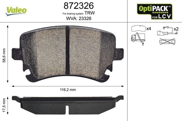Volkswagen Multivan 2003-2015 Arası 1.9 TDI Valeo Marka Arka Balata Fişli