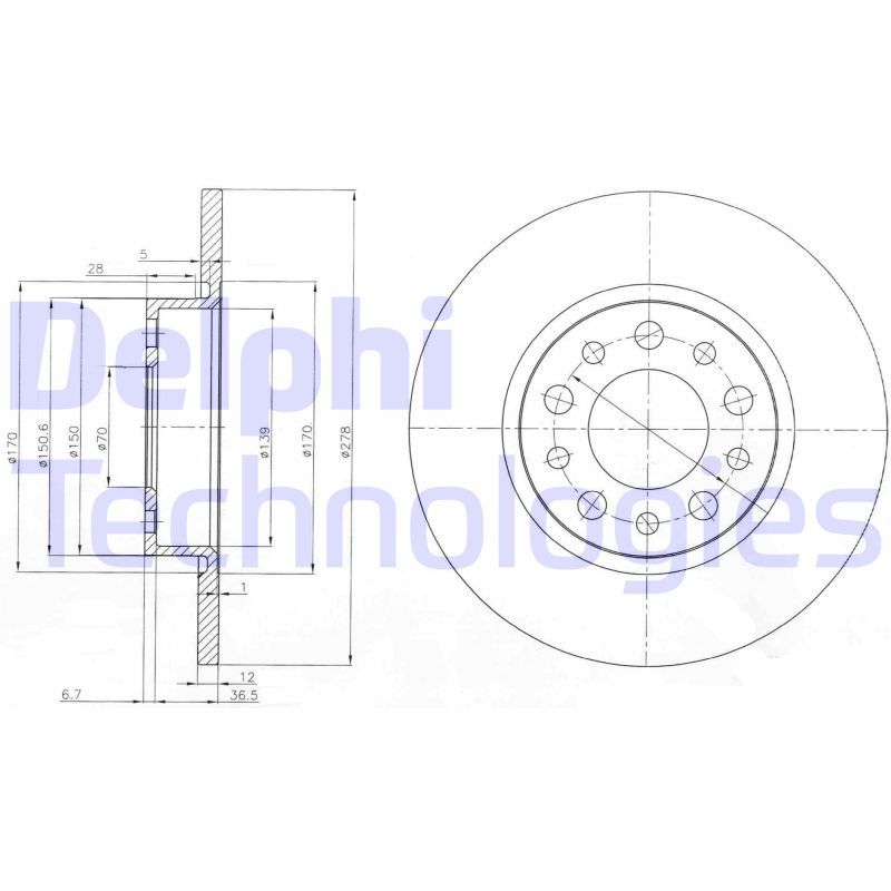 Alfa Romeo 159 2005-2012 Arası 1.9 JTS, 1.9 JTDM 16V, 2.0 JTDM, 2.2 JTS, 1.9 JTDM 8V Delphi Marka Arka Fren Diski