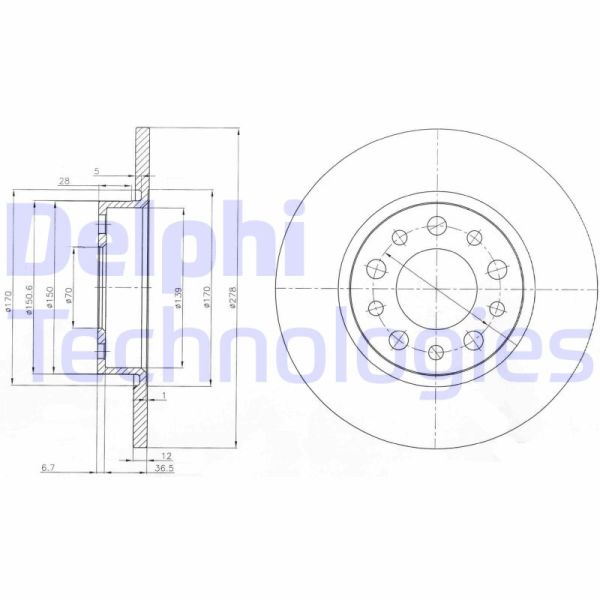 Alfa Romeo 159 2005-2012 Arası 1.9 JTS, 1.9 JTDM 16V, 2.0 JTDM, 2.2 JTS, 1.9 JTDM 8V Delphi Marka Arka Fren Diski