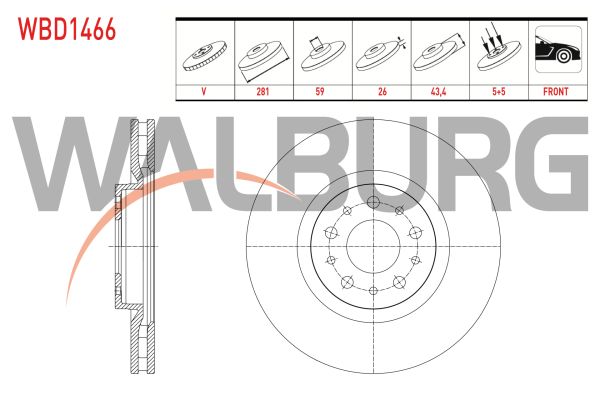 Egea 1.6 Multijet On Fren Disk Takımı Walburg WBD1466
