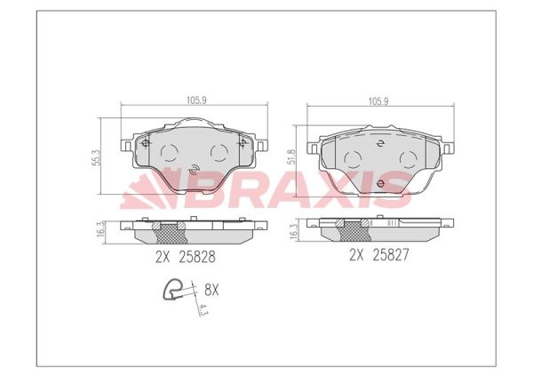 Citroen C4 2013-2017 Arası 2.0 BlueHDi 150 Braxis Marka Arka Balata