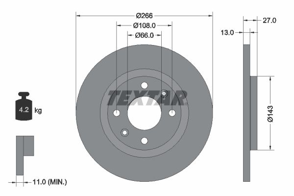 Citroen Berlingo 1996-2011 Arası 1.9 D Textar Marka Ön Fren Diski