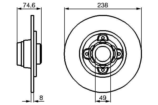 Renault 19 1988-2003 Arası 1.9 D Bosch Marka Arka Fren Diski
