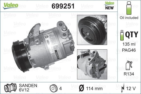 Opel Corsa 2006-2014 Arası 1.6 Turbo Valeo Marka Klima Kompresörü
