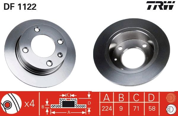 Citroen Xantia 1993-2003 Arası 2.0 i 16V TRW Marka Arka Fren Diski