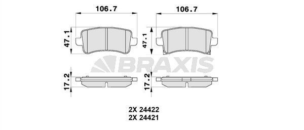 Opel Insignia 2008-2017 Arası 2.0 Turbo E85, 2.0 Turbo 4x4, 1.4, 2.0 E85 Turbo, 2.0 Biturbo CDTI Braxis Marka Arka Balata