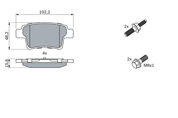 Citroen C4 2006-2015 Arası 1.6 HDi Bosch Marka Arka Balata