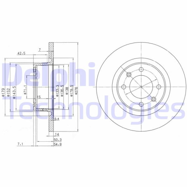 Citroen C5 2001-2005 Arası 2.0 HDi, 3.0 V6, 2.0 16V HPi, 2.0 16V, 2.2 HDi, 1.8 16V Delphi Marka Arka Fren Diski