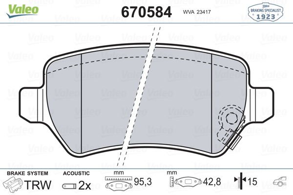 Opel Astra 1998-2014 Arası 1.2 16V, 1.8 16V, 1.6, 1.6 16V, 2.0 DI, 1.6 LPG, 1.4 LPG Valeo Marka Arka Balata