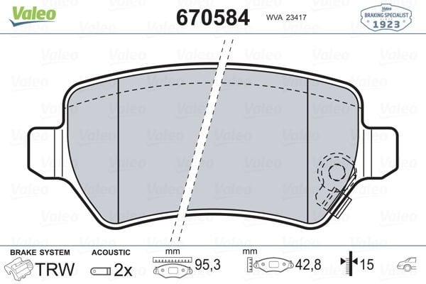 Opel Astra 1998-2014 Arası 1.2 16V, 1.8 16V, 1.6, 1.6 16V, 2.0 DI, 1.6 LPG, 1.4 LPG Valeo Marka Arka Balata