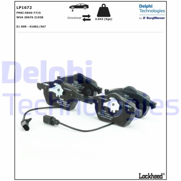 Audi A6 1994-1997 Arası 1.9 TDI, 2.5 TDI, 2.8, 2.0 16V, 2.0 Delphi Marka Ön Fişli Balata