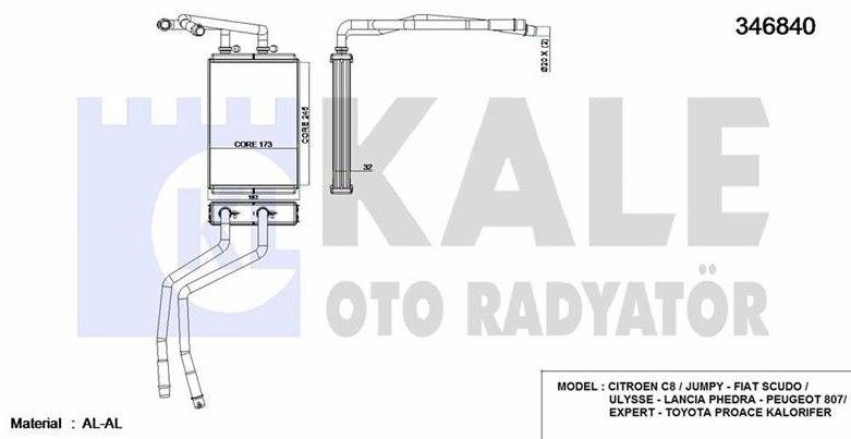 Scudo 1.6 mjt Kalorifer Radyatörü Kale KLR-346840