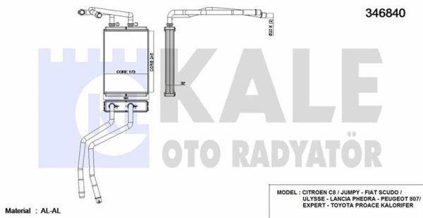 Scudo 1.6 mjt Kalorifer Radyatörü Kale KLR-346840