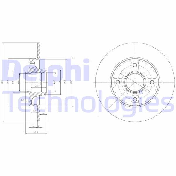 Peugeot 307 2000-2012 Arası 1.4 HDi, 2.0 HDi 110, 2.0 HDi 90, 1.6, 1.6 16V, 1.4, 2.0 HDI 110, 2.0 HDI 90, 2.0 16V Delphi Marka Arka Fren Diski