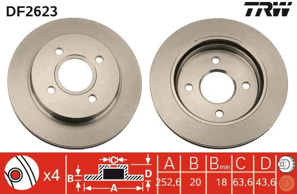 Ford Mondeo 1993-2000 Arası 1.8 TD, 1.6 i 16V, 2.0 i 16V, 1.8 i 16V TRW Marka Arka Hava Soğutmalı Fren Diski