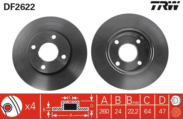 Ford Mondeo 1993-2000 Arası 1.8 TD, 1.6 i 16V, 2.0 i 16V, 1.8 i 16V TRW Marka Ön Hava Soğutmalı Fren Diski