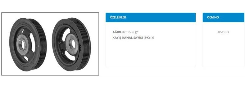 Krank Kasnağı Scudo 1.6 mjt K-Metal KMT-29-1022