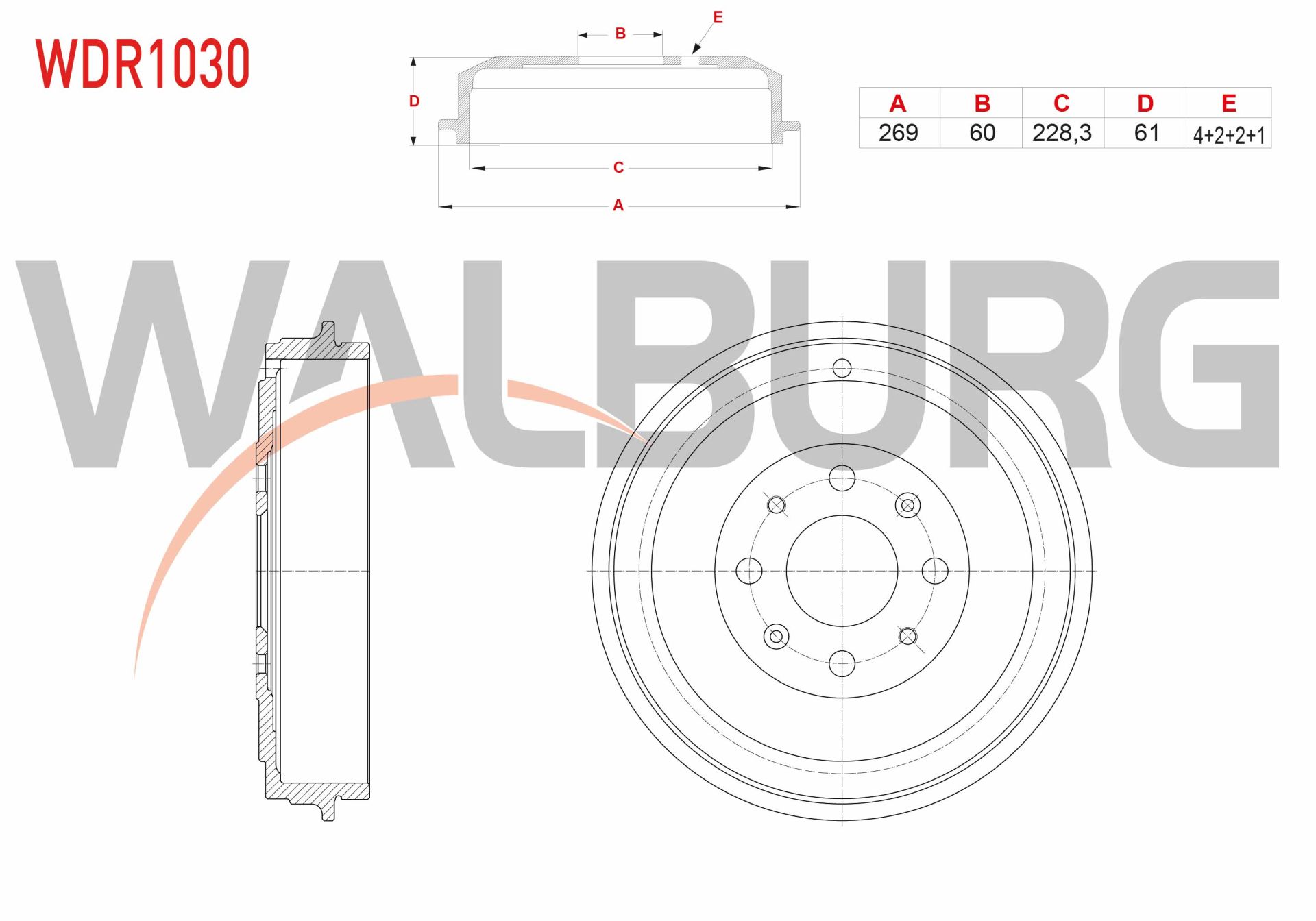 Grande Punto 1.4 8V Arka Fren Kampanası Walburg WDR1030
