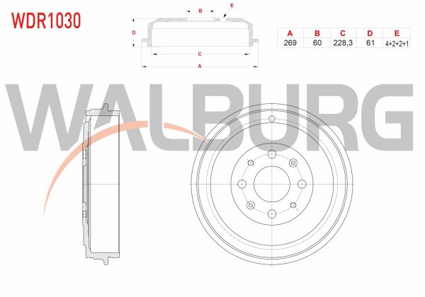 Grande Punto 1.4 8V Arka Fren Kampanası Walburg WDR1030