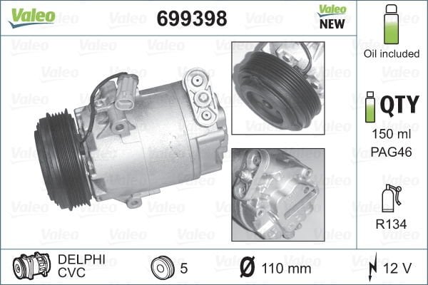 Opel Astra 1998-2009 Arası 1.2 16V Valeo Marka Klima Kompresörü