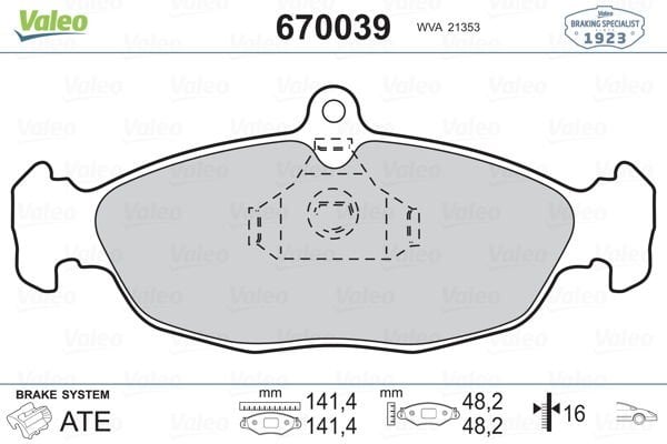 Opel Corsa 1982-2002 Arası 1.4 i Valeo Marka Ön Balata