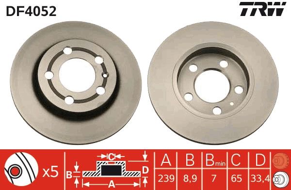 Volkswagen Golf 1997-2008 Arası 1.9 TDI 4motion, 2.8 VR6 4motion, 1.8 4motion TRW Marka Arka Fren Diski