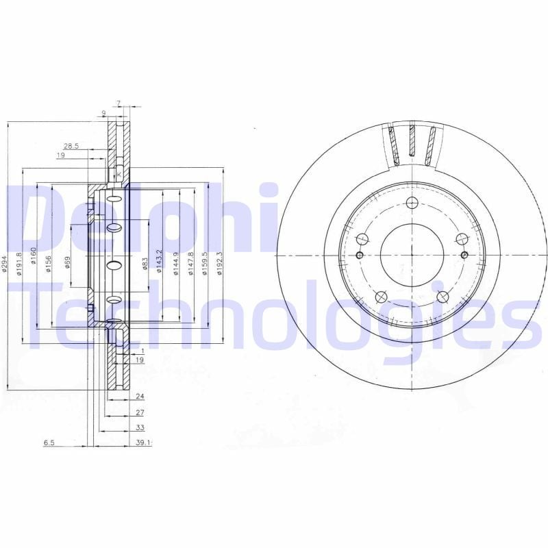 Citroen C-Crosser Enterprise 2009-2013 Arası 2.4 16V Delphi Marka Ön Havalı Fren Diski
