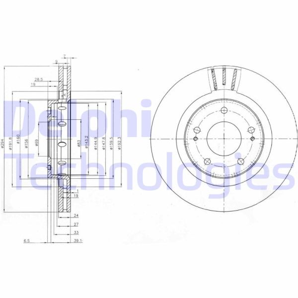 Citroen C-Crosser Enterprise 2009-2013 Arası 2.4 16V Delphi Marka Ön Havalı Fren Diski