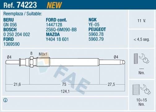 Ford Fusion 2002-2012 Arası 1.4 TDCi FAE Marka Kızdırma Bujisi