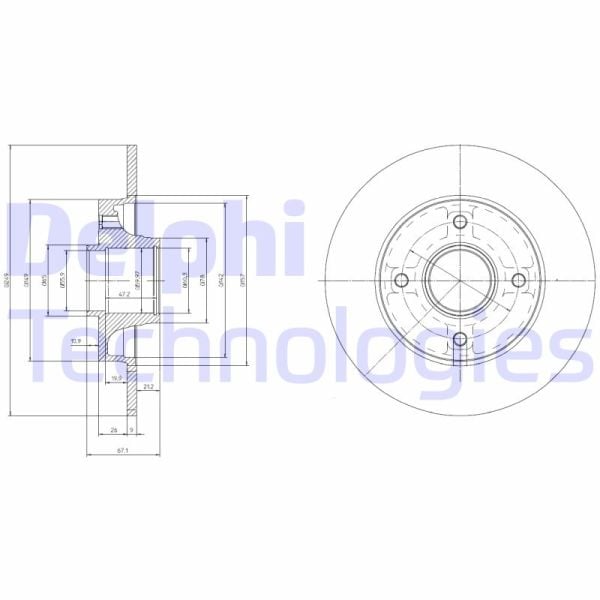 Peugeot 208 2012-2016 Arası 1.6, 1.6 HDi, 1.4 HDi Delphi Marka Arka Fren Diski