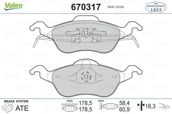 Ford Focus 1998-2009 Arası 1.6 16V, 1.4 16V, 1.8 16V Valeo Marka Ön Balata