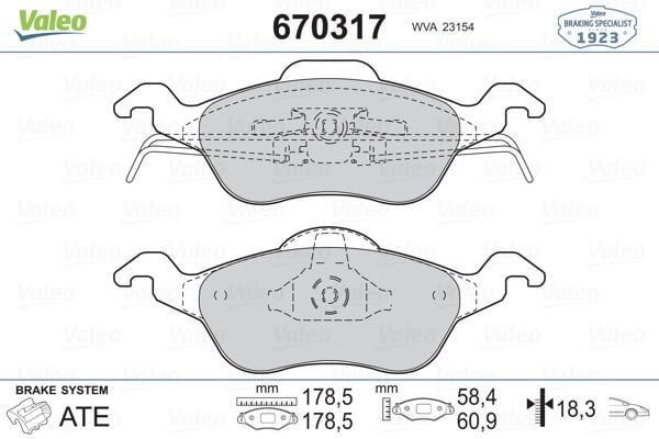 Ford Focus 1998-2009 Arası 1.6 16V, 1.4 16V, 1.8 16V Valeo Marka Ön Balata